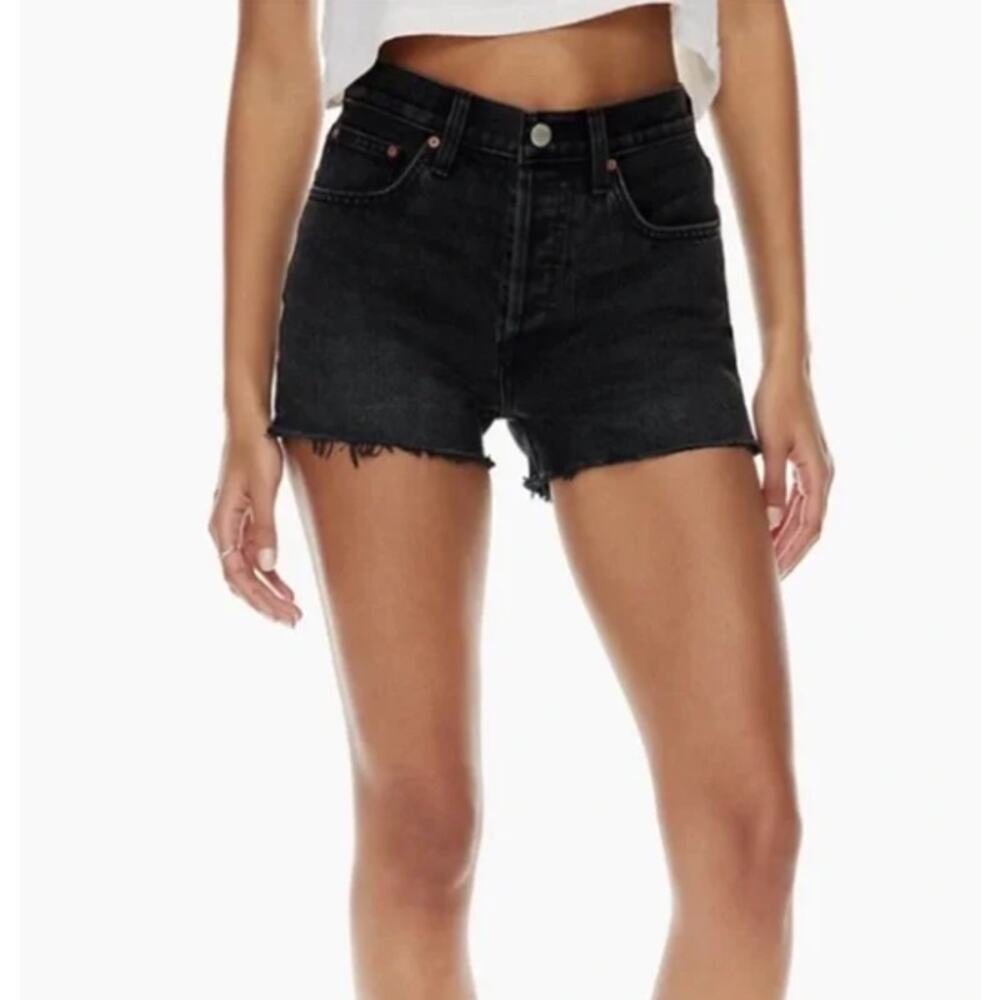 Aritzia Denim Forum the Yoko Short Women's Size 27 in Black Eyeliner - Picture 2 of 14
